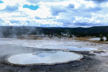 Streaming geyser basin in Yellowstone National Park, USA