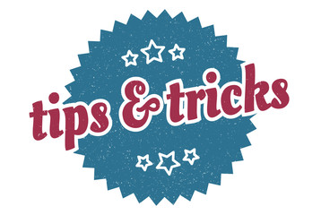 tips & tricks sign. tips & tricks round vintage retro label. tips & tricks
