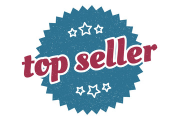 top seller sign. top seller round vintage retro label. top seller