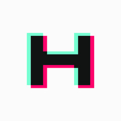 Fototapeta premium initial letter with 3d glitch effect like tiktok