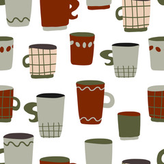 pottery flat vector seamless pattern. Beautiful handcrafted ceramics texture.Creative wallpaper design.graphic design for paper, textile print, page fill.