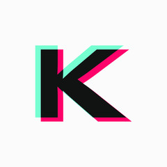 initial letter with 3d glitch effect like tiktok