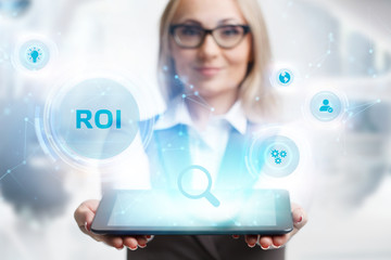 Business, Technology, Internet and network concept. ROI Return on Investment Finance Profit Success.