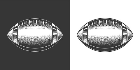 Original monochrome vector illustration. American football ball in retro style.