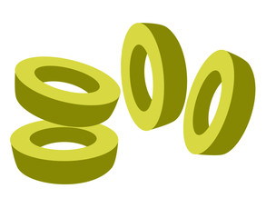 3d Simple fruit pieces in yellow color 