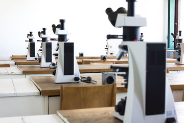 Research laboratory with microscope