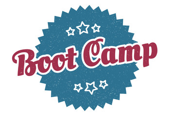 boot camp sign. boot camp round vintage retro label. boot camp