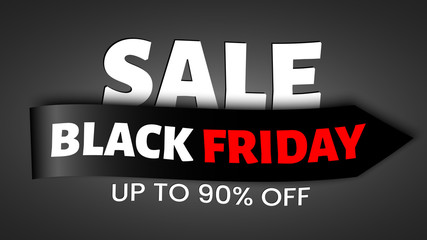 Black friday sale banner. Ribbon. Tag. Vector illustration.