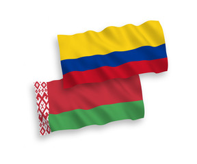 Flags of Colombia and Belarus on a white background