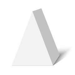 White pentahedron. Polyhedron. Triangular box. Vector illustration.