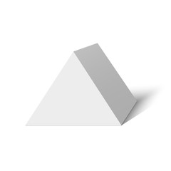 White pentahedron. Polyhedron. Triangular box. Vector illustration.