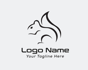 simple Shadow line art squirrel logo design inspiration © ShiipArts