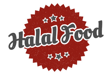 halal food sign. halal food round vintage retro label. halal food