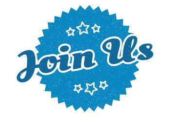 join us sign. join us round vintage retro label. join us