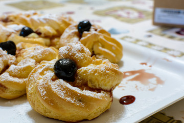Close Up of Traditional Italian Food called Zeppole during Satin Joseph Celebration