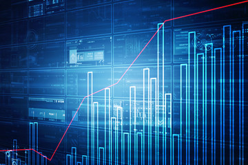 2d rendering Stock market online business concept. business Graph 