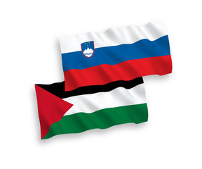 Flags of Slovenia and Palestine on a white background