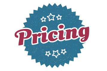 pricing sign. pricing round vintage retro label. pricing