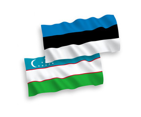 Flags of Uzbekistan and Estonia on a white background