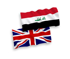 Flags of Great Britain and Iraq on a white background