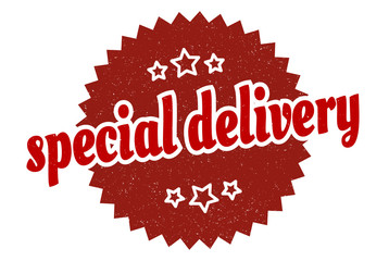 special delivery sign. special delivery round vintage retro label. special delivery