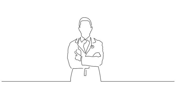 Doctor line drawing, animated illustration design. Medicine collection.