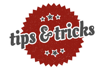 tips & tricks sign. tips & tricks round vintage retro label. tips & tricks