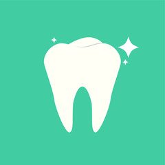 Tooth on a blue background, template design element