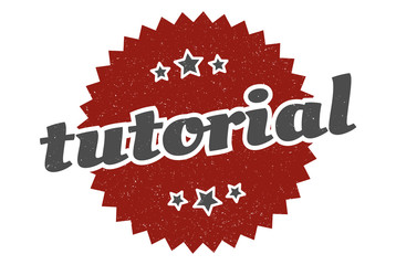 tutorial sign. tutorial round vintage retro label. tutorial