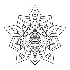 Geometry star mandala on white isolated background. For coloring book pages.