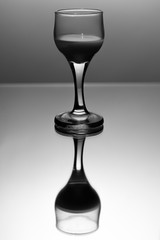 empty wine glass on black background