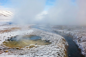Iceland. Volcanic landscape in wintertime 