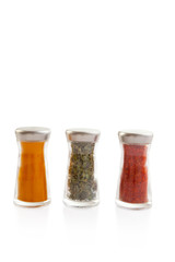 Spices in glass bottles