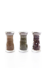 Spices in glass bottles