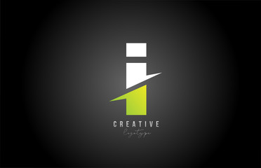 I white and green letter logo alphabet icon design for business and company