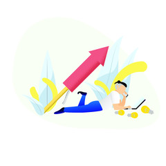 Concept of new business project start-up development, launch a new innovation product on a market. Flat vector illustration