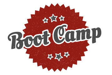 boot camp sign. boot camp round vintage retro label. boot camp