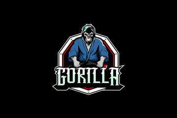 Gorilla martial arts athlete logo vector template
