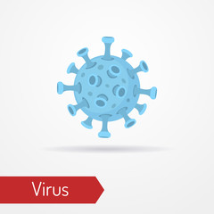 Coronavirus cell or any dangerous virus bacterium. Isolated icon in flat style. Worlwide epidemy, pandemic or bio hazard concept. Vector stock image.