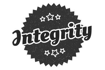 integrity sign. integrity round vintage retro label. integrity
