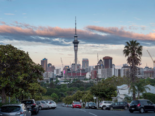Fototapeta na wymiar Auckland New Zealand Skyline with skytower