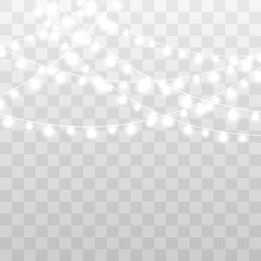 Christmas lights isolated on transparent background. Vector illustration.