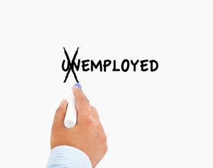 Turning the word Unemployed into Employed, business concept