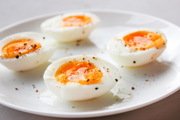 Boiled eggs on a plate