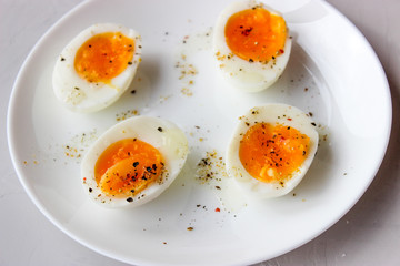Boiled eggs on a plate