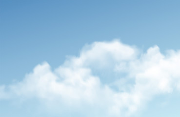 Transparent different clouds isolated on blue background. Real transparency effect. Vector illustration