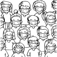 People in medical face mask. Concept of Coronavirus 