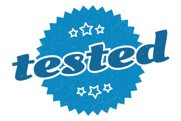 tested sign. tested round vintage retro label. tested