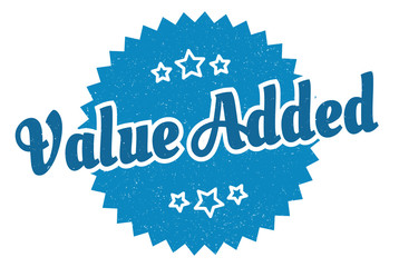value added sign. value added round vintage retro label. value added