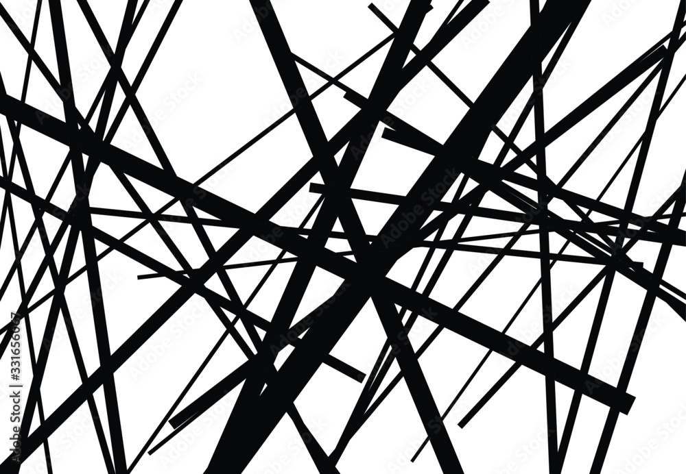 Poster abstract geometric art with random, chaotic lines. straight crossing, intersecting lines texture, st